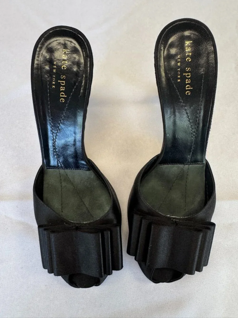 Kate Spade Peep Toe Bow Satin Evening Heels Vintage Size 7